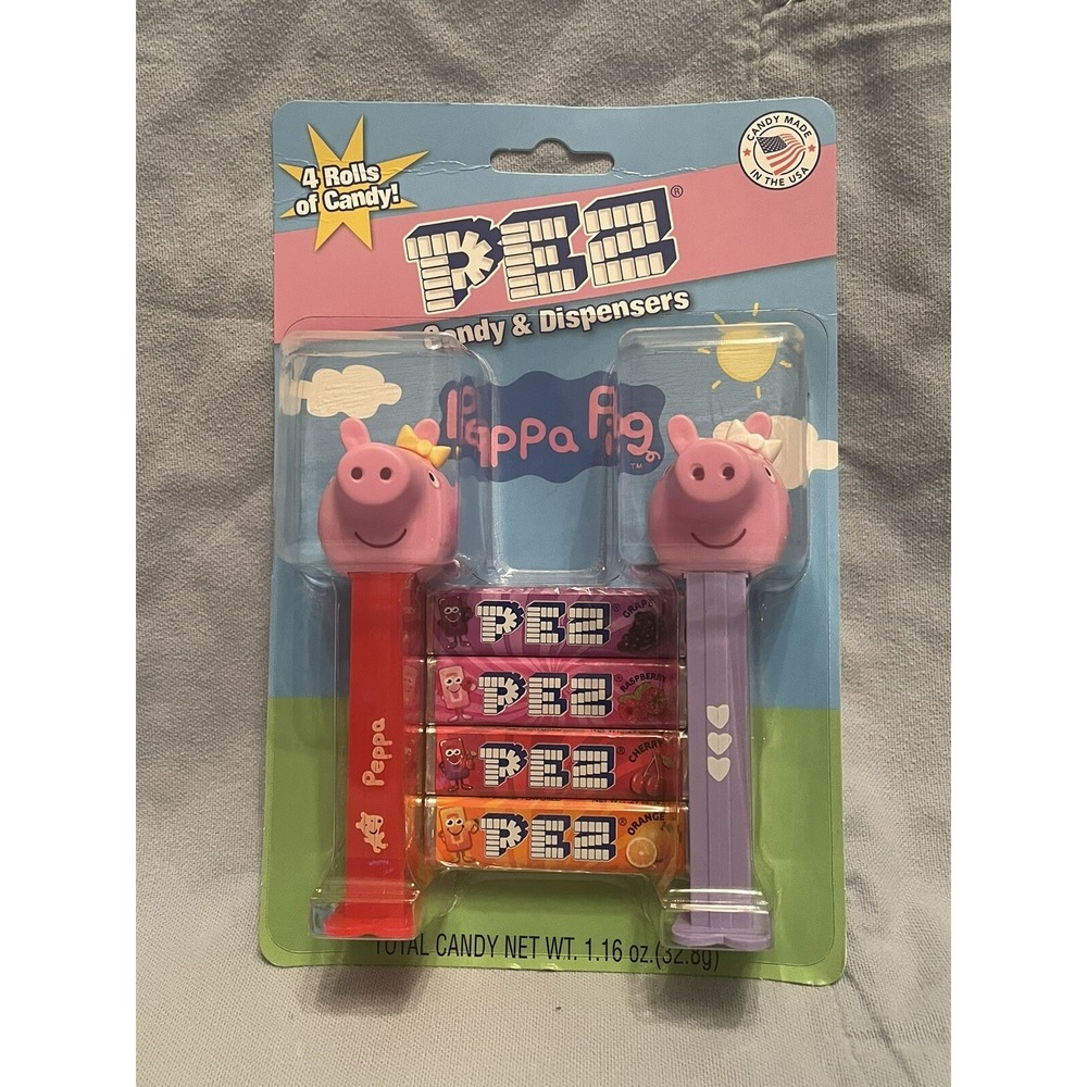NEW Set of 2 Pez - Peppa Pig White/Yellow Bow - 4 Candy & 2 Dispensers
